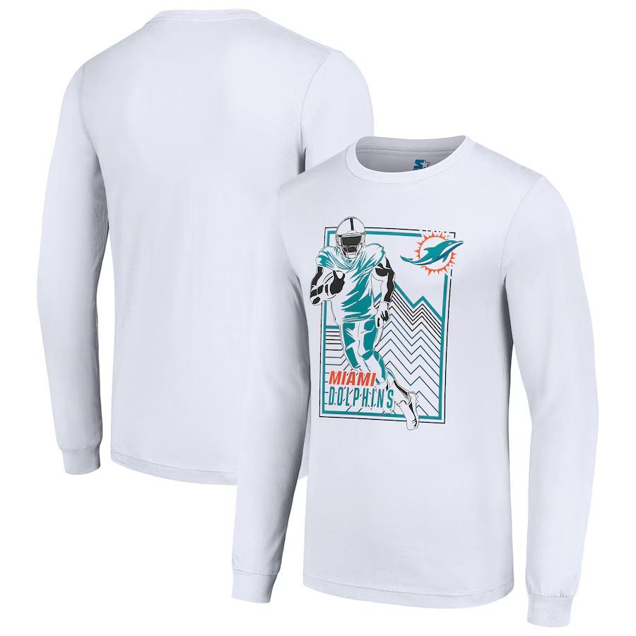 Men Miami Dolphins white 2024 NFL Long sleeve T Shirts->nfl t-shirts->Sports Accessory